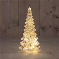 13x13x26 cm Mercury Gold/Schnee - Glasbäumchen LED