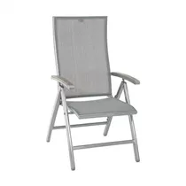 Stern Klappsessel - Milano Aluminium graphit mit Bezug blaugrau und Starwoodarmlehnen