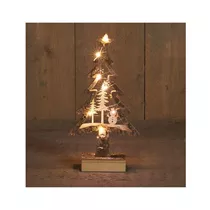 LED Holzbaum - mit Schneemann 10Led / 16X32 cm warmweiß