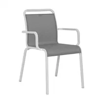 Stern Stapelsessel - Oskar Aluminium weiß mit Textilenbezug silber