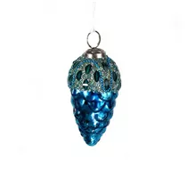 Glaszapfen - Peacock mit Perlendeko