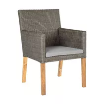 Stern Sessel - Pep mit Geflecht basaltgrau Teakbeinen und Kissen Dessin grau meliert Stern Sessel - Pep mit Geflecht basaltgrau Teakbeinen und Kissen Dessin grau meliert