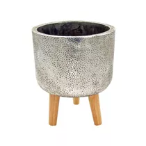 MAXPHIL living - Pflanztopf auf Füßen, silber MAXPHIL living - Pflanztopf auf Füßen, silber