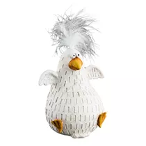 Gehlmann - Polyvogel m. Feder weiß, sitzend, 5, 5x4x6, 5cm Gehlmann - Polyvogel m. Feder weiß, sitzend, 5, 5x4x6, 5cm