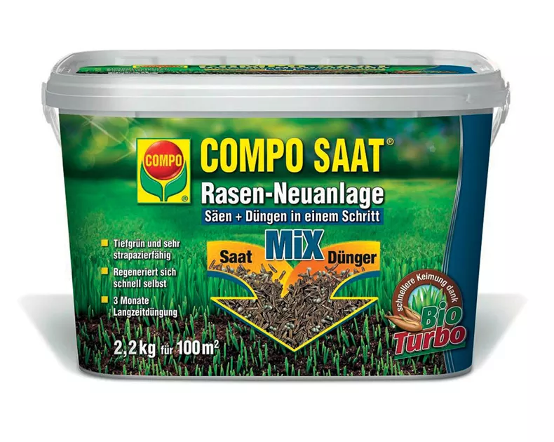 Compo Rasen Neuanlage Mix Samen und Dnger 2,2kg - Mauk Gartenwelt