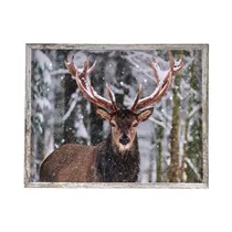 Led B.O. Bild - Rentier mit Rahmen 25Fiber / 38X48 cm