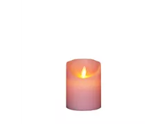 LED Wachskerze - Rustikal 7,5X10 cm rosa / Bewegliche Flamme