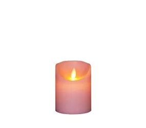 LED Wachskerze - Rustikal 7,5X10 cm rosa / Bewegliche Flamme