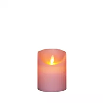 LED Wachskerze - Rustikal 7,5X10 cm rosa / Bewegliche Flamme