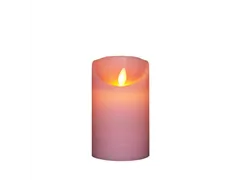 LED Wachskerze - Rustikal 7,5X12,5Cm rosa / Bewegliche Flamme