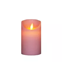 LED Wachskerze - Rustikal 7,5X12,5Cm rosa / Bewegliche Flamme