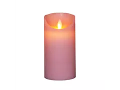 LED Wachskerze - Rustikal 7,5X15Cm rosa / Bewegliche Flamme