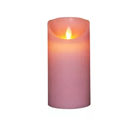 LED Wachskerze - Rustikal 7,5X15Cm rosa / Bewegliche Flamme