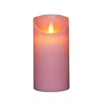 LED Wachskerze - Rustikal 7,5X15Cm rosa / Bewegliche Flamme