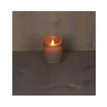LED Kerze batteriebetrieben - Rustikal Grau Bew. Flamme 7,5X10 cm