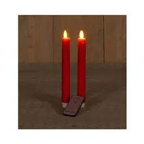 LED Kerze batteriebetrieben - Rustikal Rot 2St. 23 cm Bewegliche Flamme / Fernbedienung LED Kerze batteriebetrieben - Rustikal Rot 2St. 23 cm Bewegliche Flamme / Fernbedienung