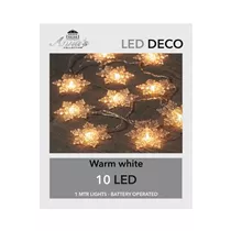 LED Lichterkette - Schneeflocke 10L / 1M warmwieß für innen
