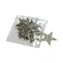 Glittersterne - Set 12 Stück, platin