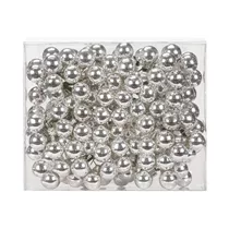 Ingle's Christmas Decor - Spiegelbeeren 2 cm, Glas, 144 Stk., silber glanz