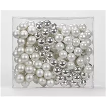 Ingle's Christmas Decor - Spiegelbeeren 2.5 cm, Glas, 144 Stk., silber glanz/weiß matt/porzellanweiß