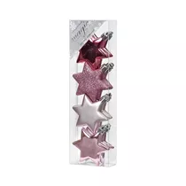 Inge's Christmas Decor - Stern, 6 cm, 8 Stk., Kunststoff, Rosa-Mix
