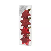 Inge's Christmas Decor - Stern, 6 cm, 8 Stk., Kunststoff, Rot-Mix
