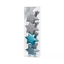 Inge's Christmas Decor - Stern, 6 cm, 8 Stk., Kunststoff, Soft Blue-Mix