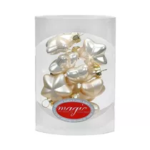Inge's Christmas Decor - Strahlenstern 4 cm, Glas, 8 Stk., champagner matt/opal