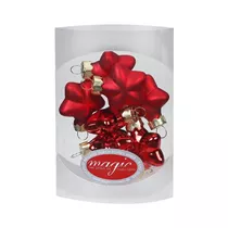 Inge's Christmas Decor - Strahlenstern 4 cm, Glas, 8 Stk., rot glanz/matt