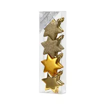 Inge's Christmas Decor - Stern, 6 cm, 8 Stk., Kunststoff, Gold-Mix