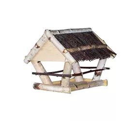 Kleiber Gartenprodukte - Vogelfutterhaus Kleines Birkenhaus mit Reisigdach Kleiber Gartenprodukte - Vogelfutterhaus Kleines Birkenhaus mit Reisigdach