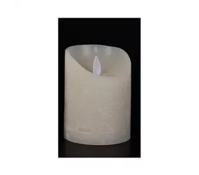 LED Lichterkerze - Wachs rustikal 7,5X10 cm elfenbein / Bewegliche Flamme