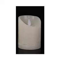 LED Lichterkerze - Wachs rustikal 7,5X10 cm elfenbein / Bewegliche Flamme