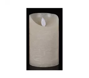 LED Lichterkerze - Wachs rustikal 7,5X12,5 cm elfenbein / Bewegliche Flamme