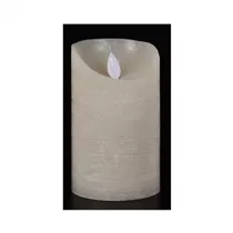 LED Lichterkerze - Wachs rustikal 7,5X12,5 cm elfenbein / Bewegliche Flamme