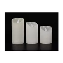 LED Lichterkerze - Wachs rustikal 7,5X12,5 cm weiß / Bewegliche Flamme