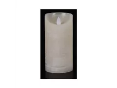 LED Lichterkerze - Wachs rustikal 7,5X15 cm elfenbein / Bewegliche Flamme
