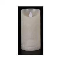 LED Lichterkerze - Wachs rustikal 7,5X15 cm elfenbein / Bewegliche Flamme