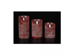 LED Lichterkerze - Wachs rustikal 7,5X15 cm rot / Bewegliche Flamme LED Lichterkerze - Wachs rustikal 7,5X15 cm rot / Bewegliche Flamme