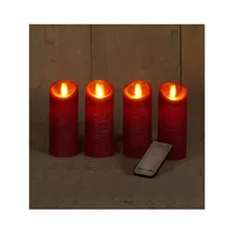 LED Kerze batteriebetrieben - Weinrot 4Set Bew. Flamme 5,2X12,5 cm mit Fernbedienung
