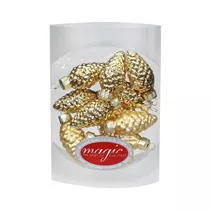 Inge's Christmas Decor - Zapfen 4.5 cm, Glas, 12 Stk., inkagold glanz/matt