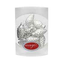 Inge's Christmas Decor - Zapfen 4.5 cm, Glas, 12 Stk., silber glanz/weiß matt