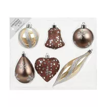 Inge's Christmas Decor - Formensortiment 6-12 cm, 6 Stk., Kunststoff, Cool Brown-Mix