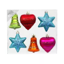 Inge's Christmas Decor - Formensortiment, 9 cm, 6 Stk., Kunststoff, Mille-Fiori-Mix