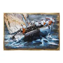MAXPHIL living - Bild Boot auf Holz und Metall 120x80x5,5cm