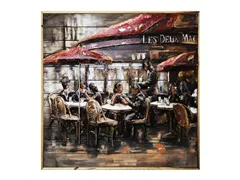 MAXPHIL living - Bild Cafe auf Holz und Metall 100x100x6cm MAXPHIL living - Bild Cafe auf Holz und Metall 100x100x6cm