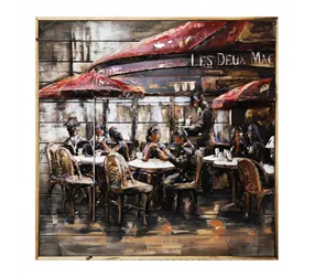 MAXPHIL living - Bild Cafe auf Holz und Metall 100x100x6cm MAXPHIL living - Bild Cafe auf Holz und Metall 100x100x6cm