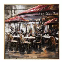 MAXPHIL living - Bild Cafe auf Holz und Metall 100x100x6cm MAXPHIL living - Bild Cafe auf Holz und Metall 100x100x6cm