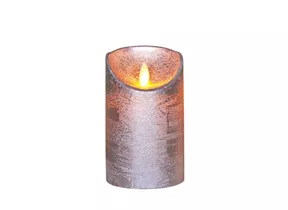 LED Kerze batteriebetrieben - Rustikal Silber Bewegliche Flamme