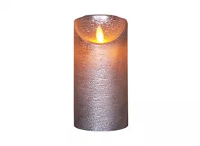 LED Kerze batteriebetrieben - Rustikal Silber Bewegliche Flamme